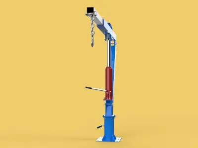 MINI WORKSHOP CRANE MANUAL WINCH HOOK PICKUP TRUCK JIB HYDRAULIC 3D model