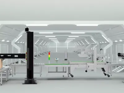 Stacking and packing line Low-poly 3D model