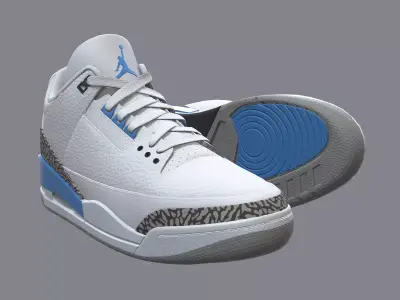 Air Jordan 3-retro sneakers 2 Low-poly 3D model