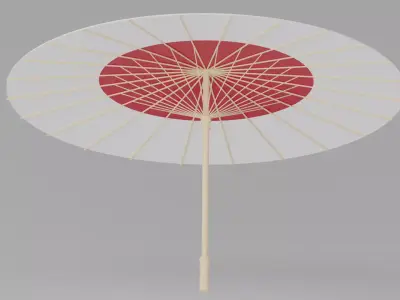 Cartoon Japanese White Umbrella 3D model