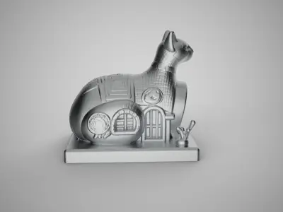 Cat Abstract Trinket 3D print model