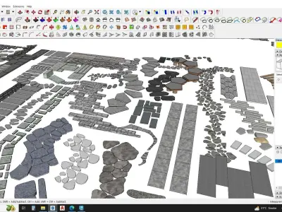 grey paving stone 3d model collection 3D model