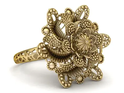 Luxury Flower Ring 3d Printable Model  3D print model