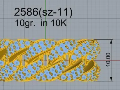 Cumin Chain Pave Ring 2586 3D print model