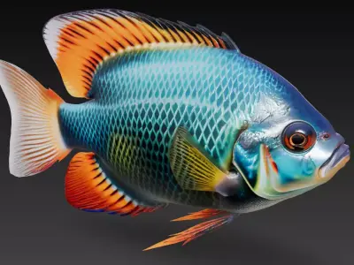 Fish Realistic 3D Model - Low Poly Realistic  Low-poly 3D model