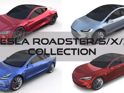 Tesla Collection Roadster Model S X 3 3D model