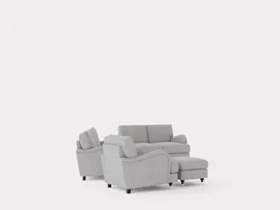 Howard Classic Sofa Group 3 Seater 2 Seater Armchair Footstool Low-poly 3D model