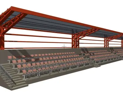 Tribune for football field long 3D model