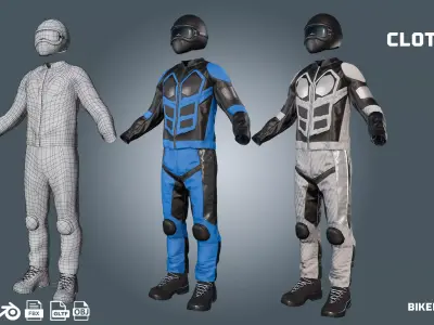motocross biker dirt -clothyfic outfit Low-poly 3D model