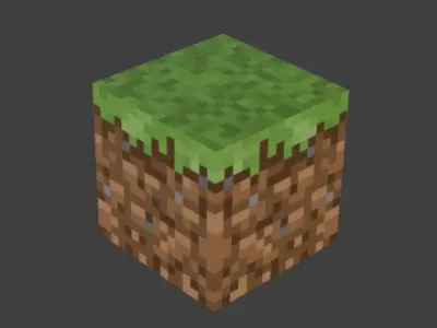 Minecraft Grass Block Blender Object Low-poly 3D model