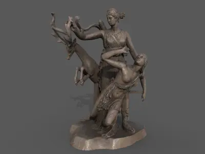Statue of Artemis and Iphigeneia  Low-poly 3D model