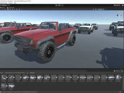 Customizable Suv 4x4 Offroad Vehicle for Unity3D Low-poly 3D model
