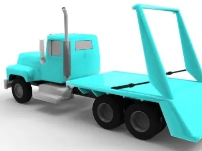 Game Blue Old Truck Low-poly 3D model