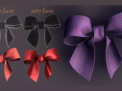 Fabric Bows - Pack 02 3D model