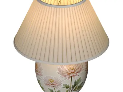 Chrysanthemum Porcelain Large Nightstand European Table Lamp 3D model