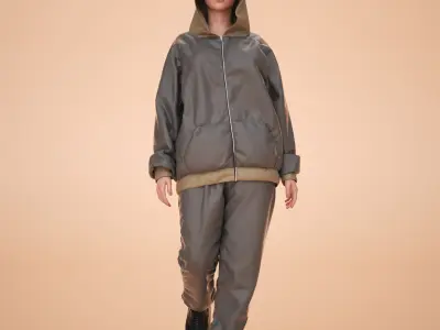 Female and Male Training Hoodie Suit 3D model