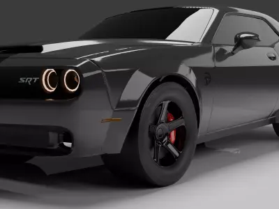 Dodge Challenger 3D Model Low Poly Game Ready PBR UV Low-poly 3D model