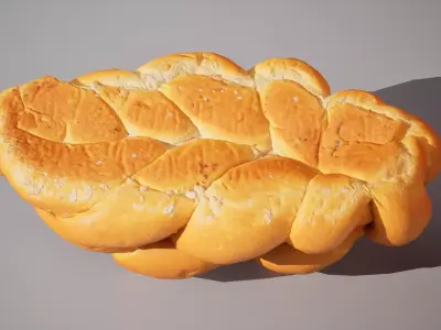 Sweet white bread braid 5K triangles 4K PBR textures Low-poly 3D model
