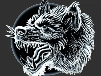 angry wolf 3D print model