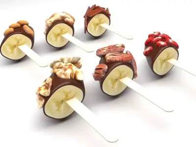 Banana Cake Pops Set 3D model