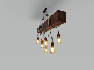 Wooden Chandelier 3D model purchase