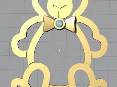 big  bear pendant  gold pendant  3D PRINT 3D print model