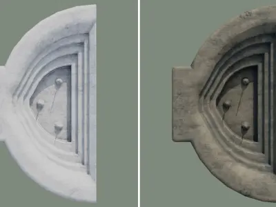 Old City Fountain water big semicircle Low-poly 3D model