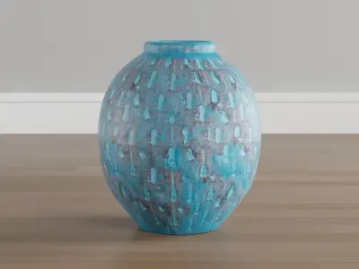 Blue Patterned Pottery Vase 3D model
