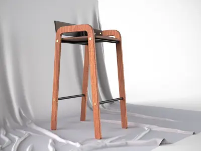 Designer Bar Stool Mid Century Modern Scandinavian Design 3D model