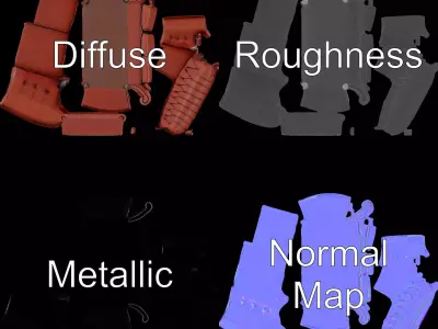 Chesterfield Leather Sofa model pack Low-poly 3D model