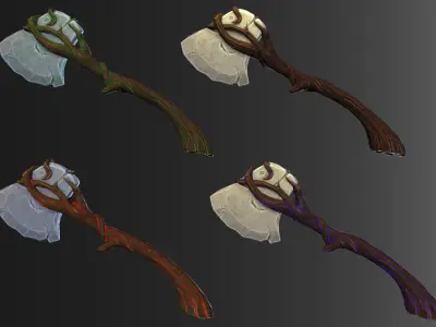 Stylized forest axe Low-poly 3D model