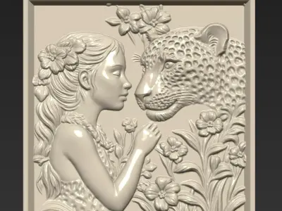 Leopard Head and A Girl A31 3D print model