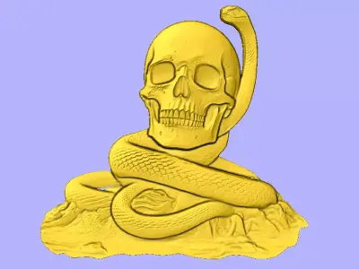 STL FILE CAVEIRA EM COBRA ENROLADA 3D model