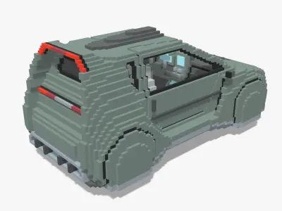 Voxel Sci-Fi Car Low-poly 3D model