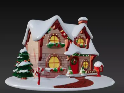 Cozy 3D Christmas Cottage Series 3 3D model
