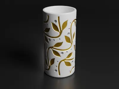 Floral ornamental elegant Vase pen pencil Holder Decoration V1 3D print model