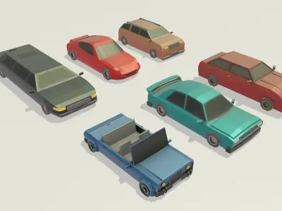 Stylized Lowpoly Car Pack - 3D Model  Low-poly 3D model