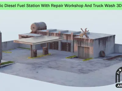 Diesel Fuel Station Low-poly 3D model