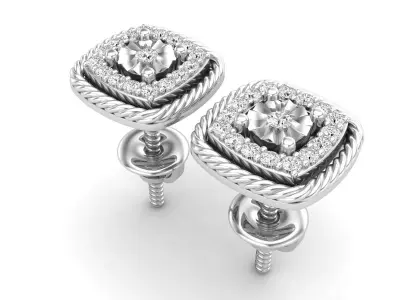 AV 646 Diamond Ladies Cushion Frame Stud Earrings 3D print model