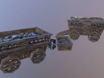  Iron Mine Cart Low-poly 3D model