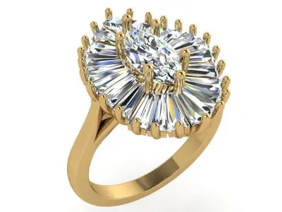Marquise Diamond Cluster Ring 3557 3D print model