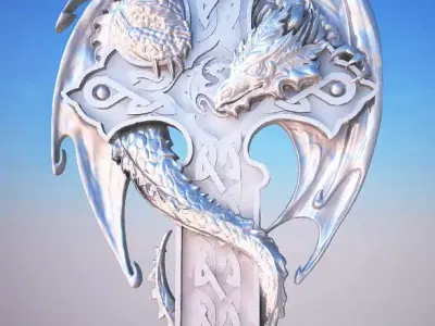 model reliefs dragon sculpture  decor exterior gold  luxurious 3D model