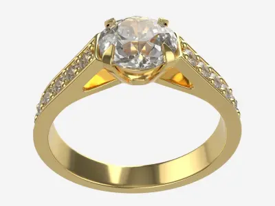 Gold Diamond Ring Jewelry 02 3D model