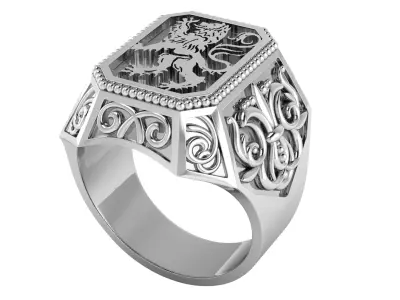 LION SIGNET RING 3D PRINTABLE MODEL  3D print model