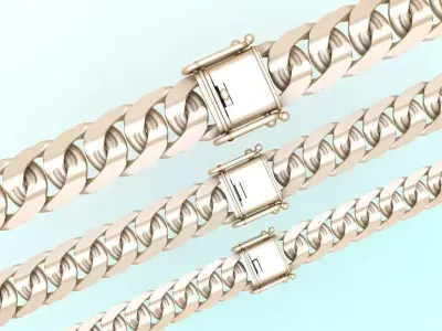 Chain bracelets - Miami Cuban link - 3 Size  - N636 3D Model Collection