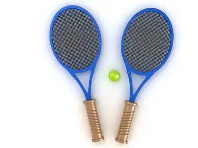 Tennis Racquet with Bal 3D model