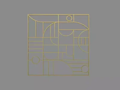 3D Decorative Partition Gold 3D model