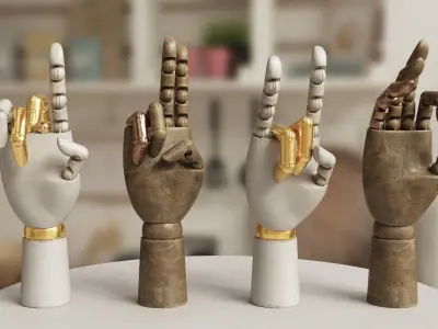 Wood Hand Mannequin Low-poly 3D model