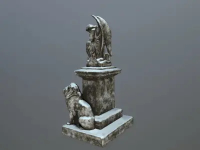 statue 4 with angel Low-poly 3D model