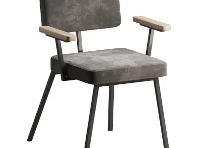 KRAB with solid wood armrests 3D model